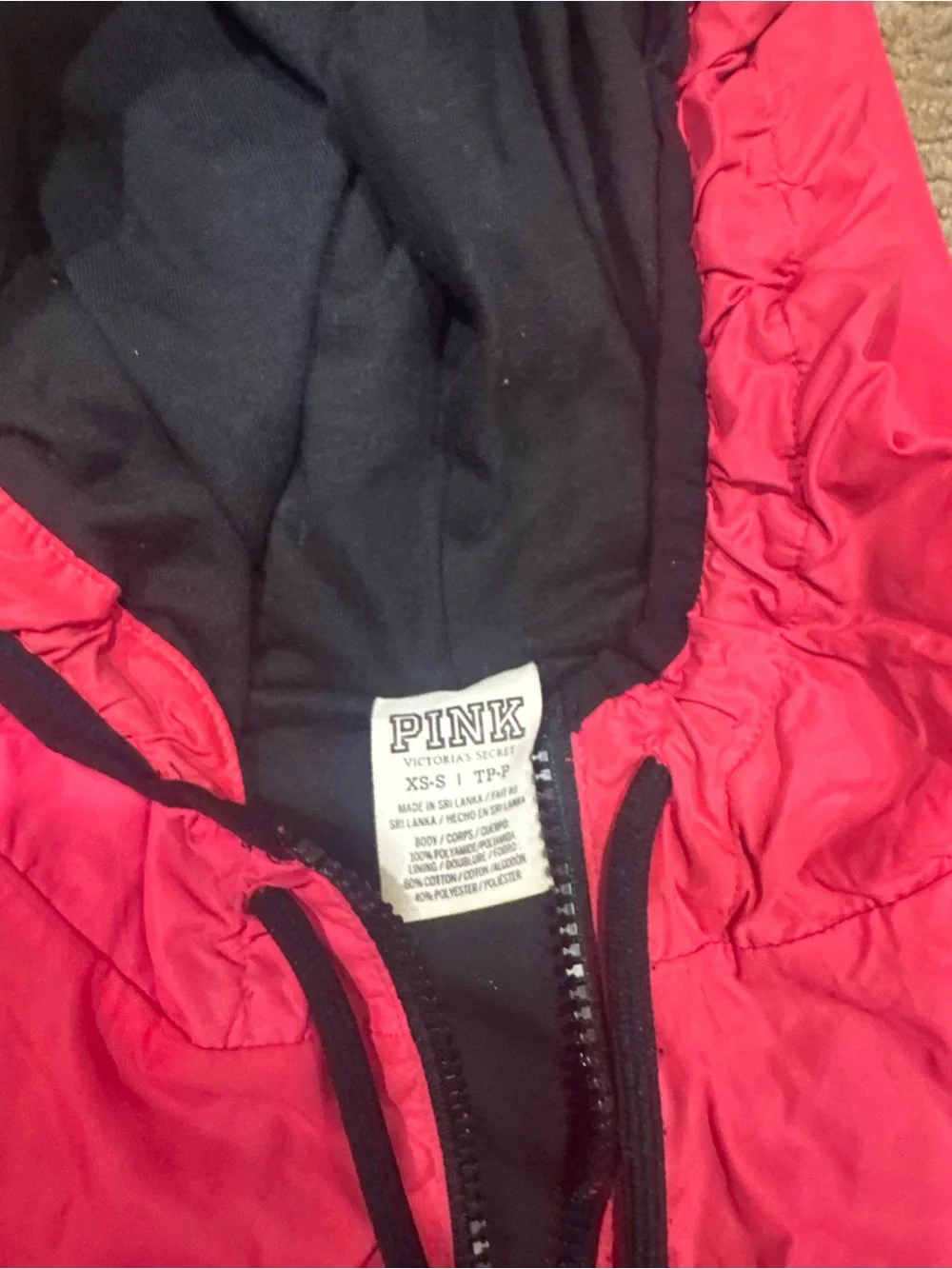 PINK Victoria's Secret Hot Pink and Black Hooded Windbreaker